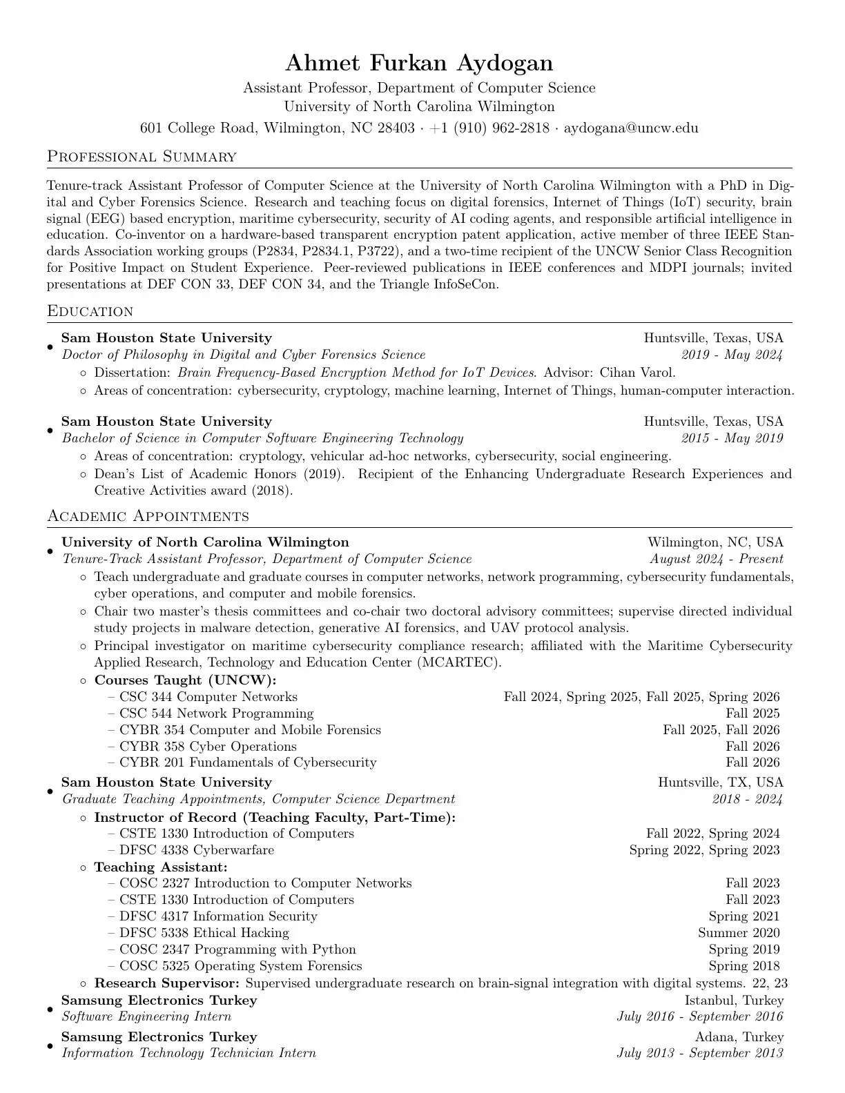Curriculum vitae, page 1 of 8