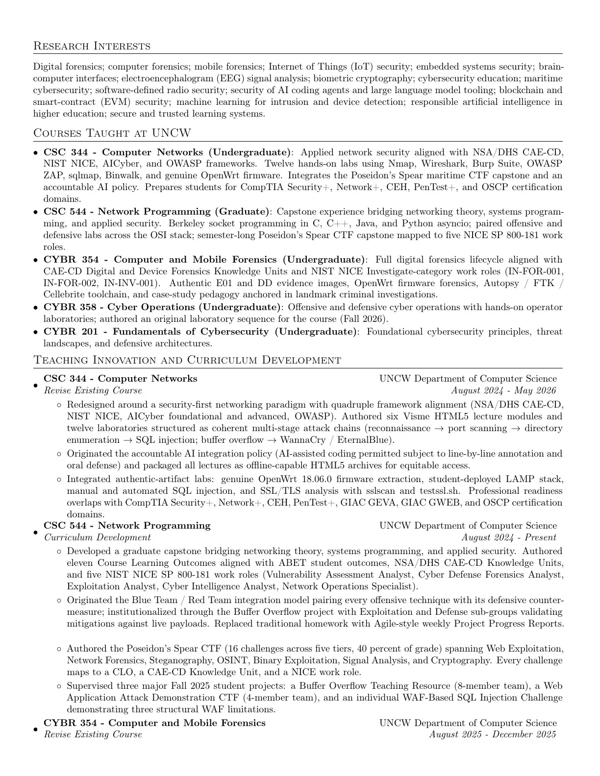Curriculum vitae, page 2 of 8