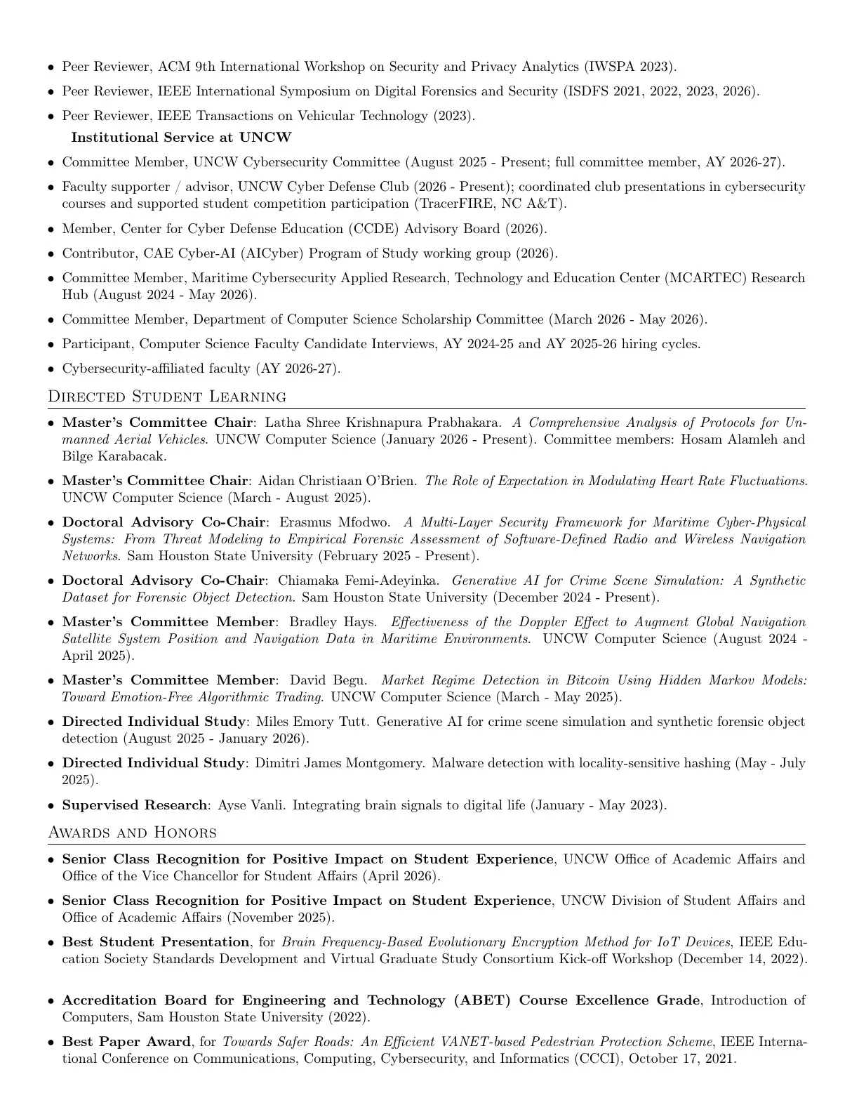 Curriculum vitae, page 6 of 8